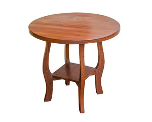 Wooden table round isolated
