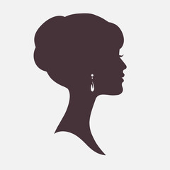 Woman Face Silhouette with Stylish Hairstyle