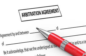 3d pen on arbitration agreement - obrazy, fototapety, plakaty