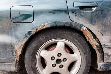 Car scratched with deep damage