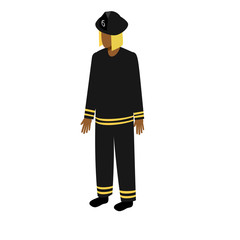 Isometric afro-american firefighter