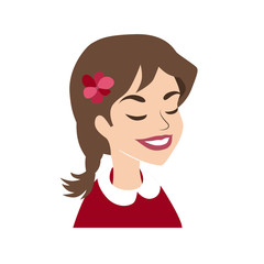 Woman avatar face isolated on white background. Vector illustration