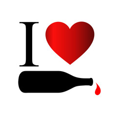 I love wine- a bottle with wine droplet 