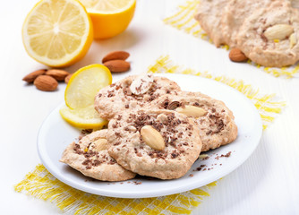 Almond cookies on white plate