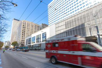 traffic on road and cityscape and skyline of seattle