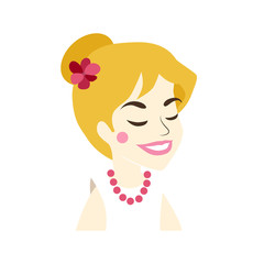 Woman avatar face isolated on white background. Vector illustration