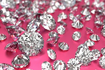 Luxury diamonds on pink background