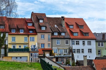 Obere Altstadt Meersburg, bunte Altstadthäuser am Rebberg, Region Bodensee, Baden Württemberg, Deutschland