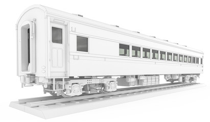 Fototapeta premium White locomotive isolated scene