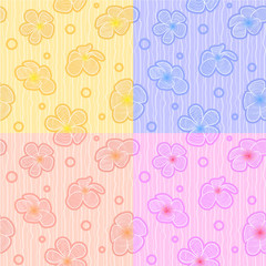 Plumeria flower pattern background  4 tone is yellow purple pink and orange