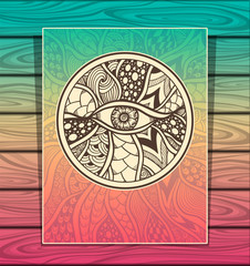 Template Zen-doodle or Zen-tangle texture or pattern with eye  full colors