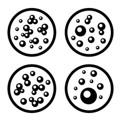 Petri Dishes with Bacteria Icons Set. Vector