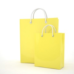 Paper Shopping Bags isolated on white background. 3D rendering.