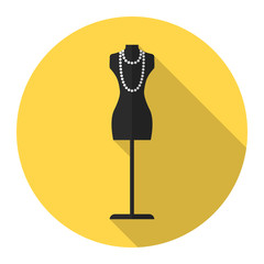 Tailor's mannequin vector flat icon with long shadow. Fashion mannequin icon.