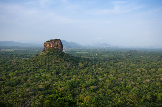 Sigiriya Rock Fortress, seen from Pidurangala Rock, Sri Lanka. 