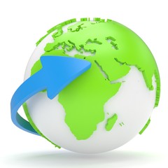 Naklejka premium Arrow and Earth globe. 3d render