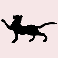 Black cat silhouette on a white background