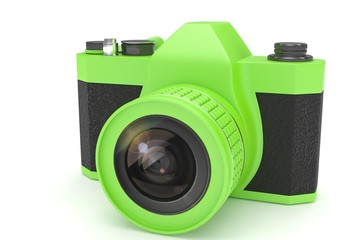 Retro camera isolated on white background. 3D rendering.