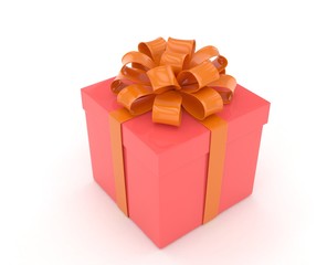 gift box with bows isolated on white. 3D rendering.