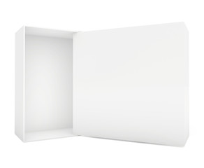 Blank paper or cardboard box template standing on white background