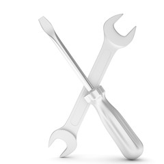3D Illustration Wrench and screwdriver, service concept