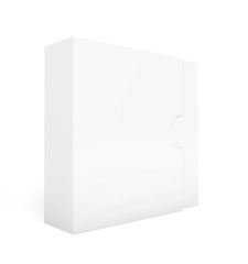 Blank paper or cardboard box template standing on white background