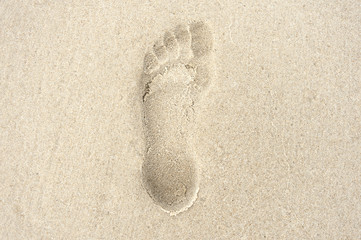 Barefoot footprint in the sand - concept nature relexation health lifestyle vacation holiday