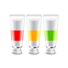Oil paint tubes isolated on white vector