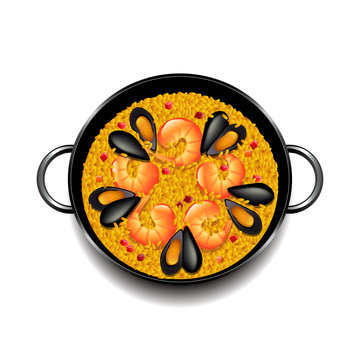 Paella isolated on white vector
