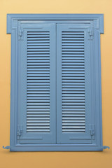 blue window wooden shutter