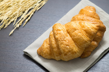 croissant bakery on wood table