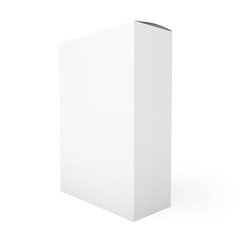 Blank paper or cardboard box template standing on white background