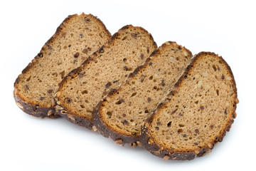 Rye bread isolated on white background.