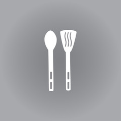 Flat vector icon. White icon on a grey background. Kitchen spatu