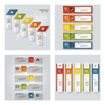 Collection of 4 design colorful presentation templates. Vector Background. For your idea and presentation.