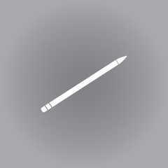 Flat vector icon. White icon on a grey background. Pencil.