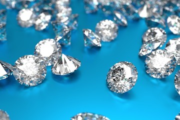 Luxury diamonds on blue background