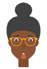 Scared woman with open mouth.