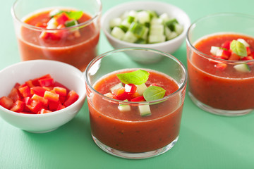 cold gazpacho tomato soup in glasses