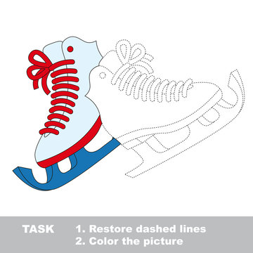 Skates to be colored. Vector trace game. 