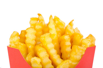 French fries chips on isolated white background