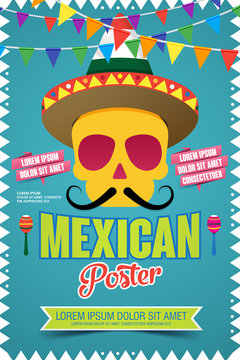 Mexican Poster. Invitation poster to the Day of the dead party.