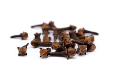 Fragrant spices cloves isolated on white background