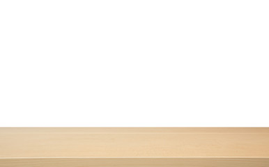 Empty wood table top isolate on white background
