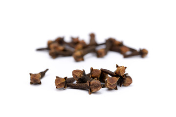 Fragrant spices cloves isolated on white background