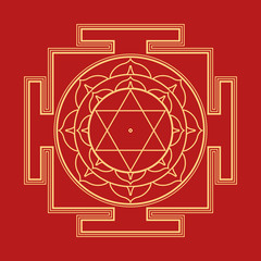 Fototapeta premium monocrome outline Bhuvaneshwari yantra illustration.