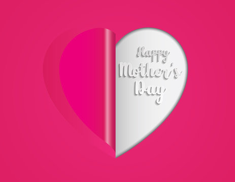 Pink paper heart folding Mother's Day greeting card