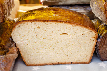 Market stalls with baked goods. Spring Fair on the Square