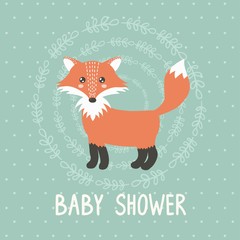 Baby shower card with a cute fox