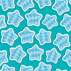 Fabric texture with stars in blue colors - seamless patterns for